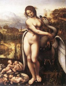 The God Zeus as a seductive long-necked swan